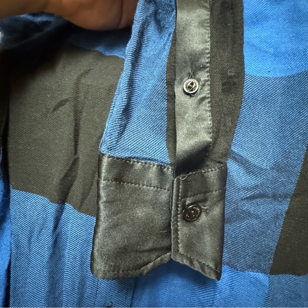 rag & bone Blue and Black Plaid Button Up with Silk Cuffs/Collar - Picture 6 of 8
